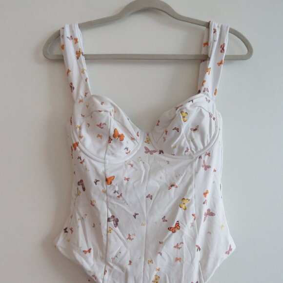 WEWOREWHAT Vintage Danielle One Piece Swimsuit White Butterfly Print - Size M - Picture 3 of 15